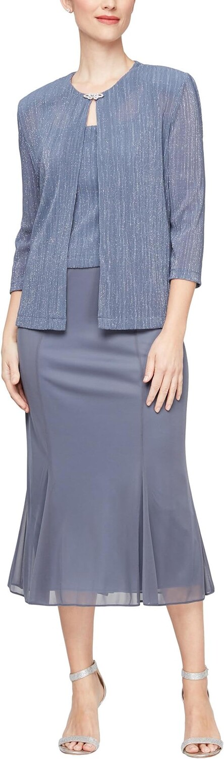 

Платье Alex Evenings Tea Length Jacket Dress, цвет Steel