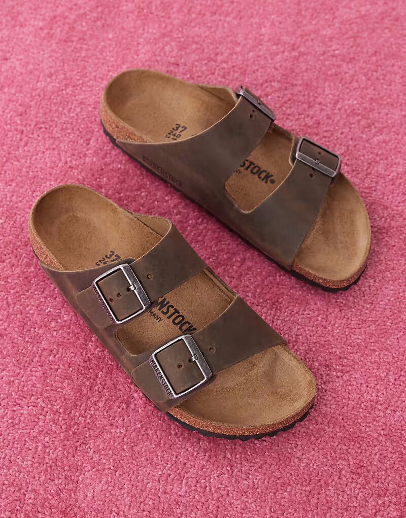 Сандалии Birkenstock Arizona из выцветшей промасленной кожи цвета хаки — фото 2