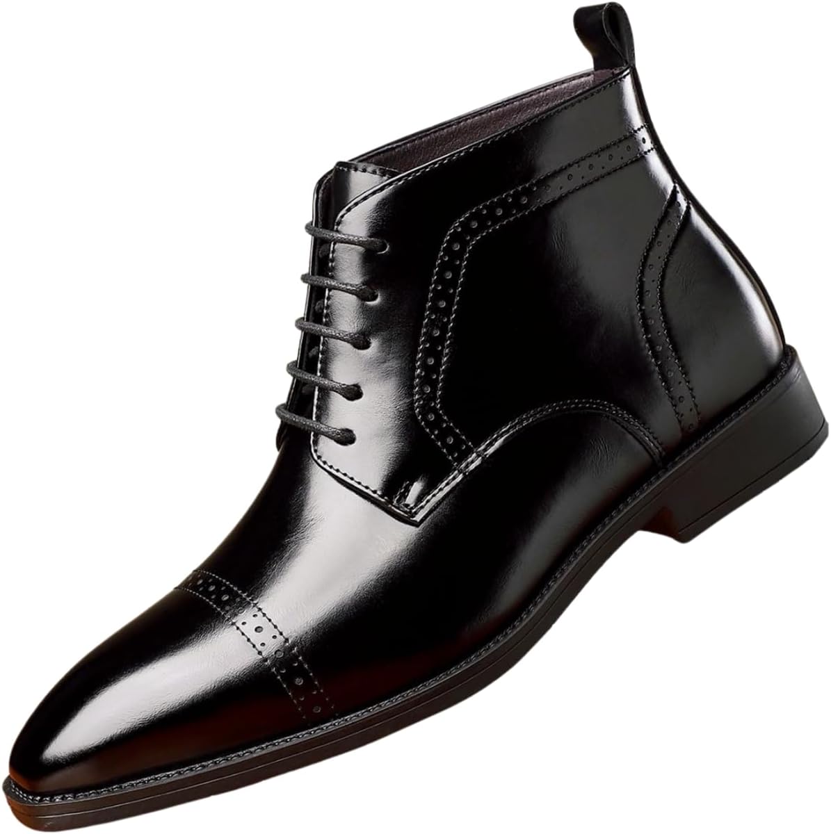 

Мужские кожаные оксфорды Santimon с шнуровкой, с гладким носком, блестящие, формальные ботинки до щиколотки, черный