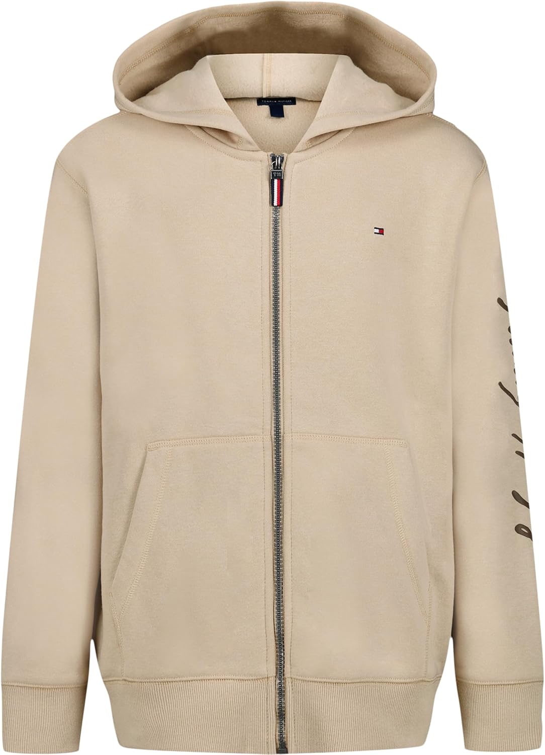 

Толстовка Tommy Hilfiger для мальчиков с длинным рукавом, флисом, на молнии, с передними карманами, Signature Hummus