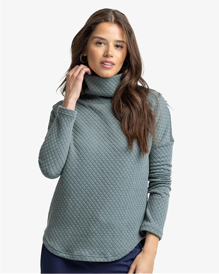 

Свитер Southern Tide Long Sleeve Mellie Mock Neck Sweatshirt, цвет Balsam Green