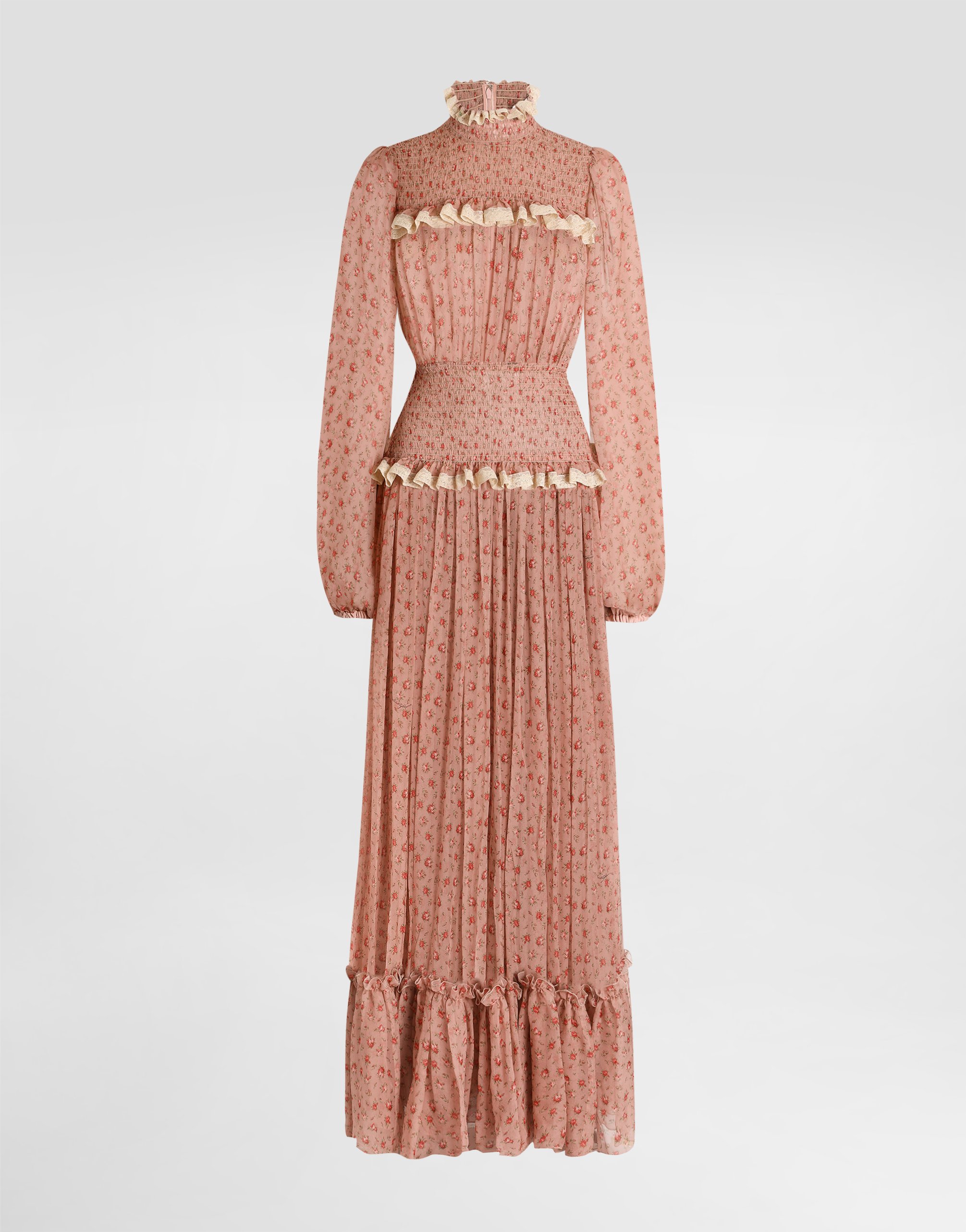 

Длинное шифоновое платье с мелким принтом роз DOLCE & GABBANA, мультиколор