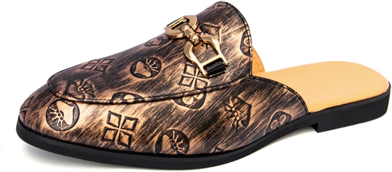 

Мужские ретро-тапочки без задника с принтом и пряжкой Qwuieoin, золотой