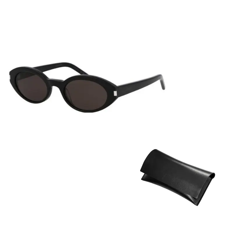 

SAINT LAURENT Овальные солнцезащитные очки в рамке, Black