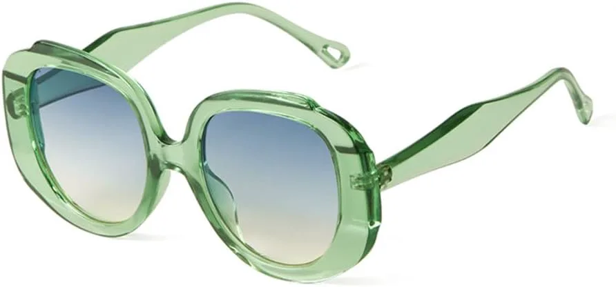 

Ретро большие круглые солнцезащитные очки для женщин в зеленой оправе, винтажные солнцезащитные очки для мужчин и женщин с защитой от УФ-излучения UV400 TYUVIVO, C6