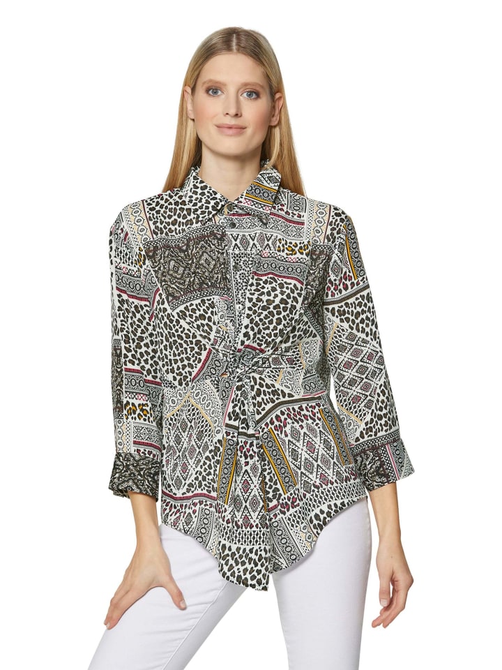 

MADELEINE Блузка с принтом, завязанным узлом, и рукавами 3/4, кремового/многоцветного оттенка