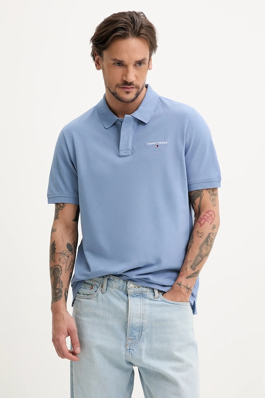 

Хлопковая поло Tommy Jeans, синий