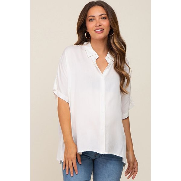 

Блузка с коротким рукавом и застежкой на пуговицах для беременных Pinkblush, White