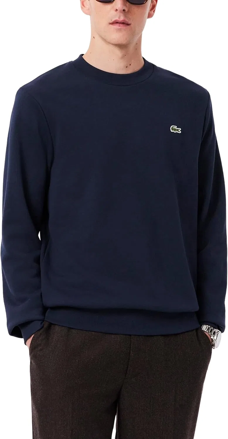 Толстовка мужская Lacoste классического кроя, флисовая, с воротником из пике