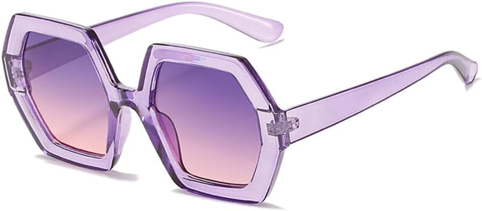 

Квадратные солнцезащитные очки для женщин, большие солнцезащитные очки для женщин, элегантные многоугольные очки, защита от ультрафиолета UV400 MTZJH, C7purple-purplebrown