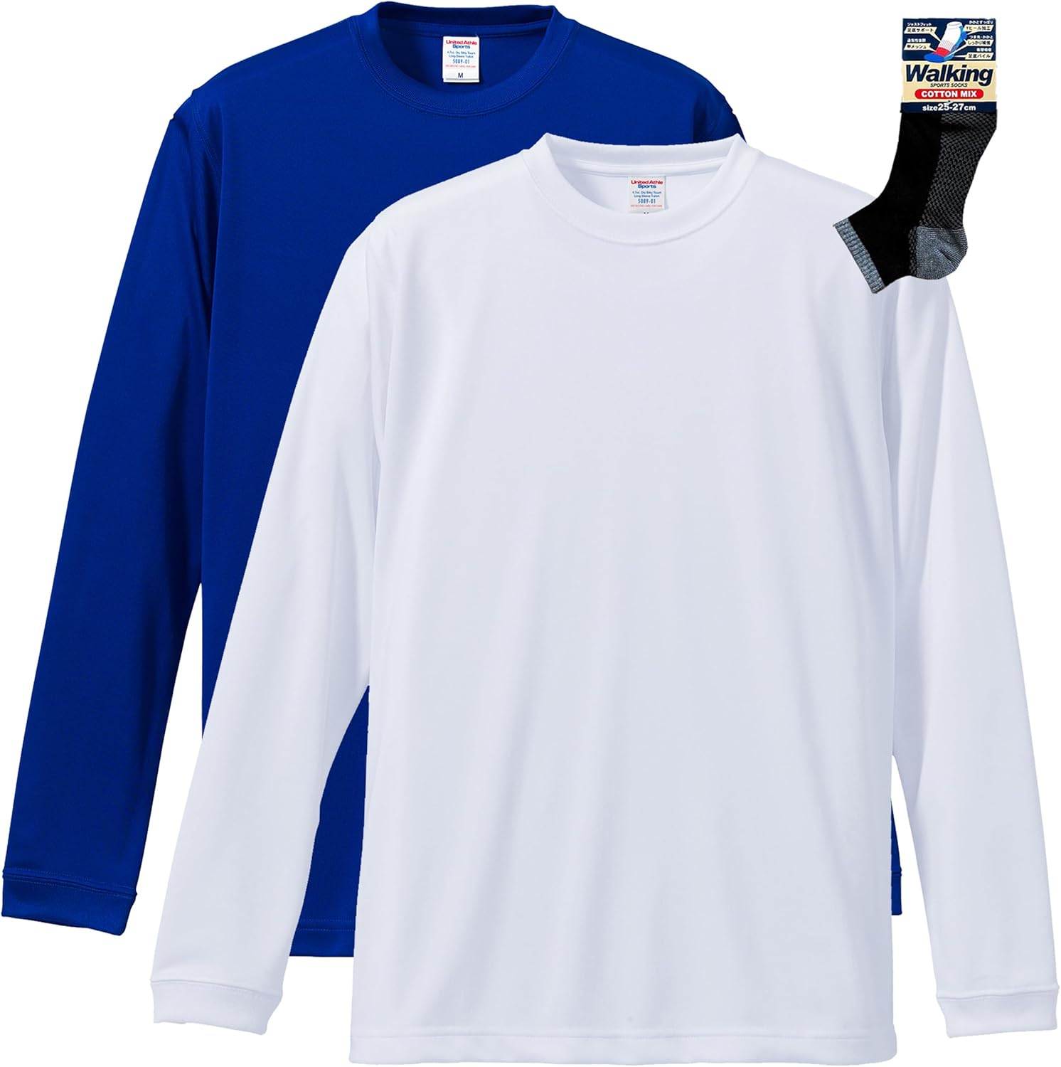 

Футболка с длинным рукавом, с шелковистой текстурой мужская United Athle, белый/синий