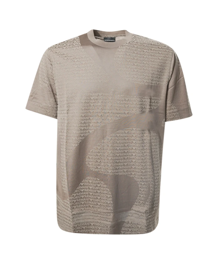

Футболка с круглым вырезом и логотипом Emporio Armani, коричневый