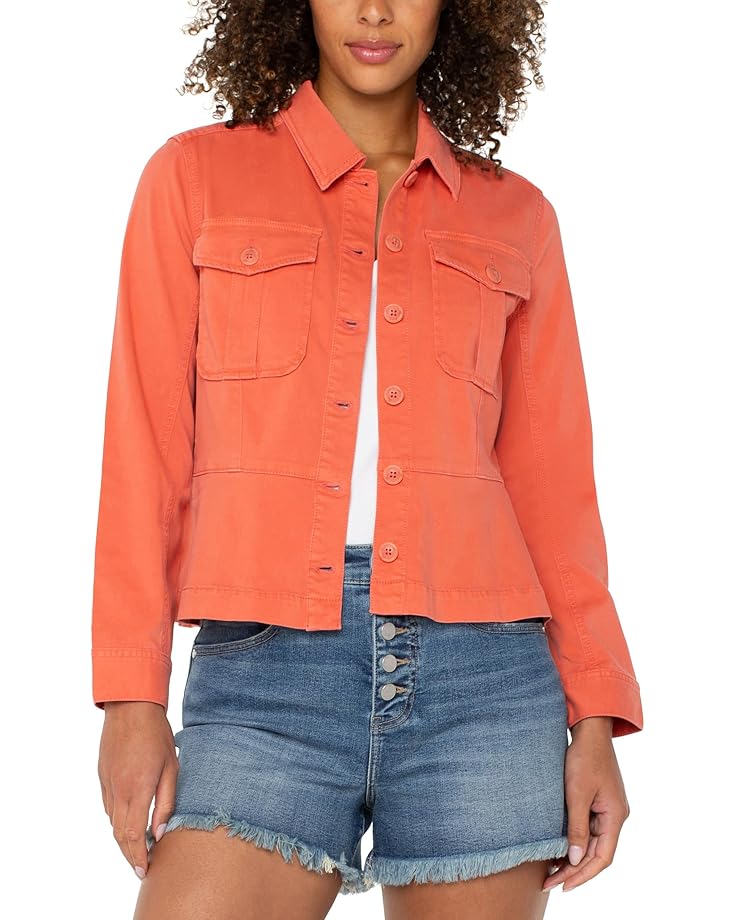 

Куртка Liverpool Los Angeles Peplum Hem Trucker Jacket Soft Touch Twill, цвет Papaya