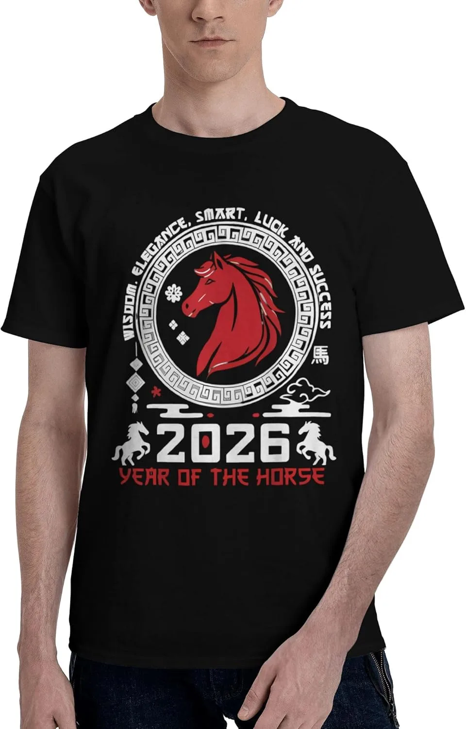 

Футболка с коротким рукавом Happy Chinese New Year 2026 Horse jSvekje