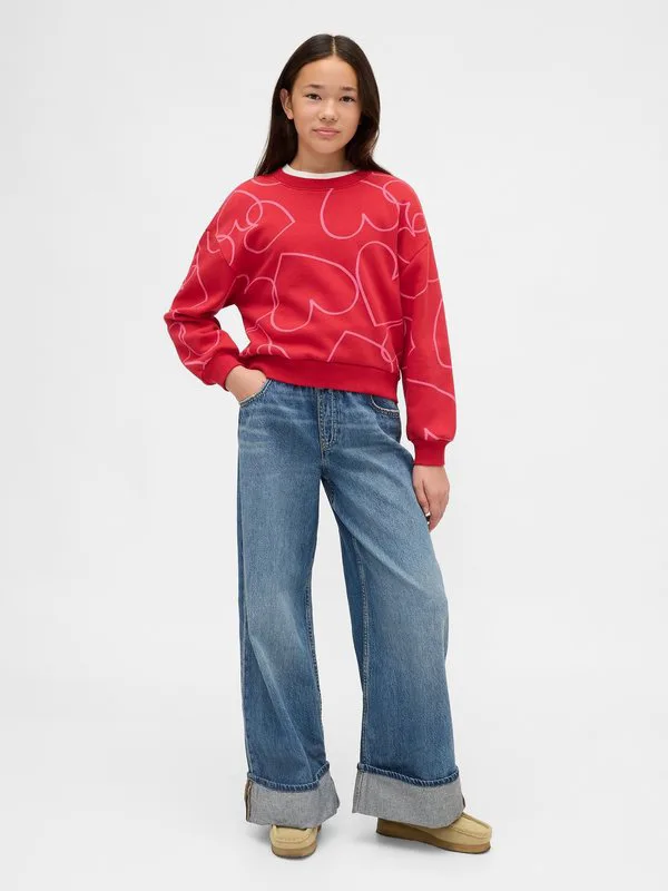 Детская винтажная мягкая толстовка «летучая мышь» Gap, Modern Red — фото 2