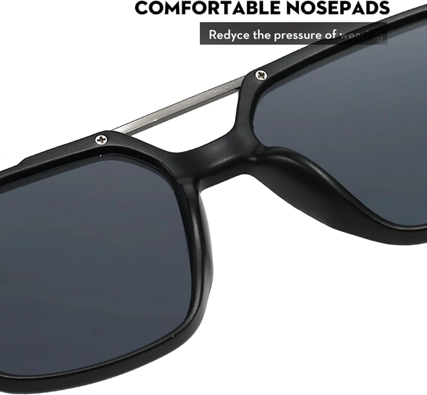 

Солнцезащитные очки Bullabulling Square Oversized Pilot для женщин и мужчин в стиле 70-х, поляризованные, с двойной перемычкой, защита от УФ-излучения UV400, Black