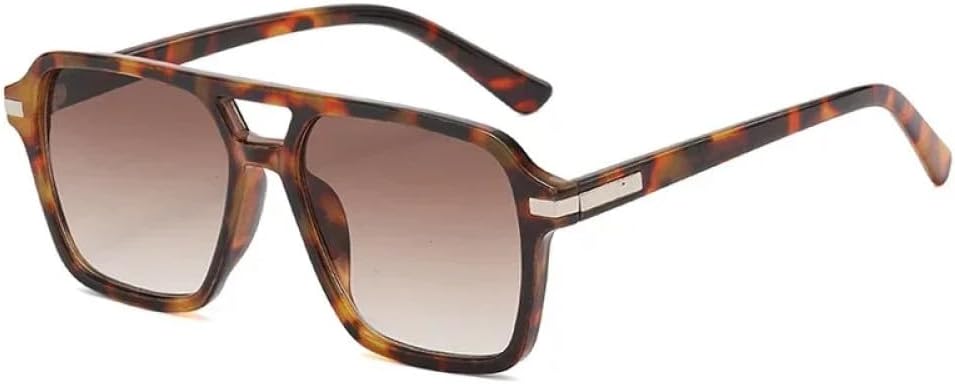 

Винтажные квадратные солнцезащитные очки для мужчин, с градиентным зеркальным покрытием, защита от УФ-излучения UV400, модные солнцезащитные очки для женщин, леопардовый принт, V UOVSAW, Leopard Tea