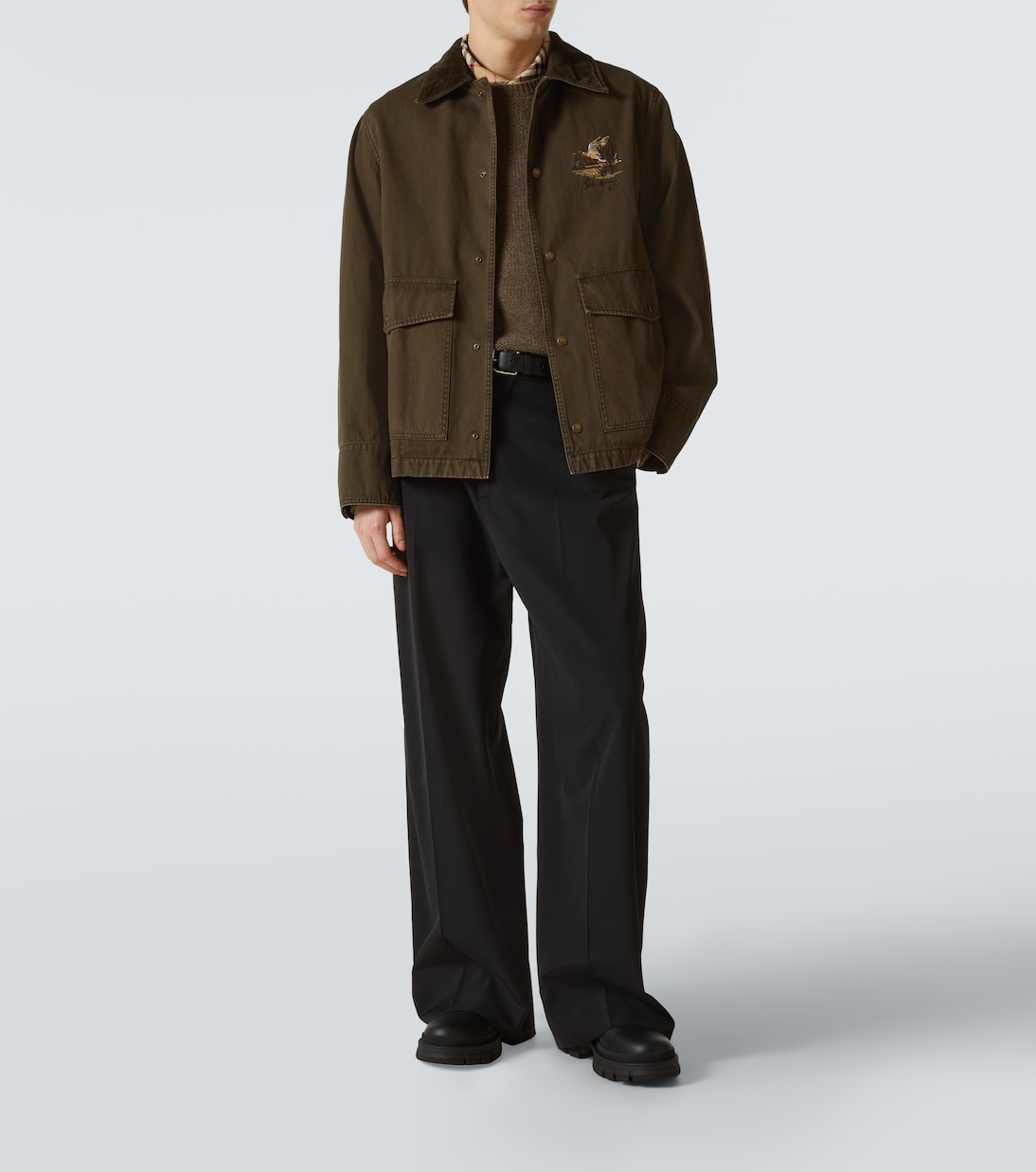 Полевая куртка Burberry из хлопчатобумажной саржи с отделкой из вельвета, Juniper — фото 2
