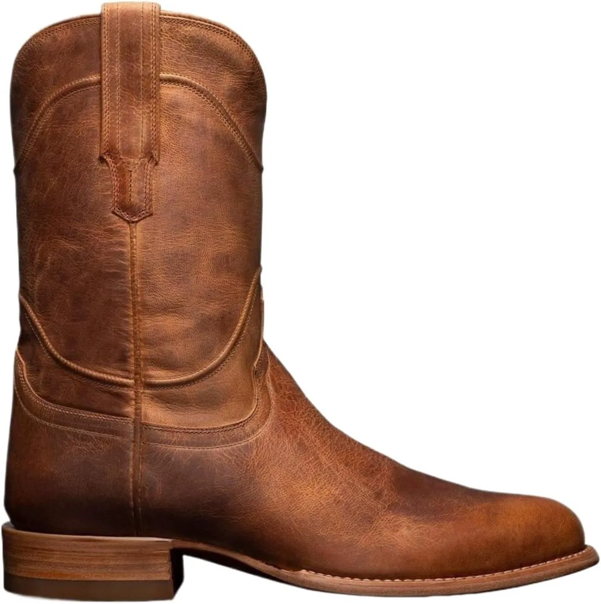 

Мужские ковбойские сапоги с квадратным носком, классические западные сапоги с вышивкой, средняя голень Generic, коричневый