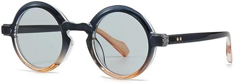 

Популярные модные круглые солнцезащитные очки для женщин, ретро-градиентные очки с защитой от УФ-излучения UV400, модные панк-очки с заклепками для мужчин MTZJH, Blue Light Grey