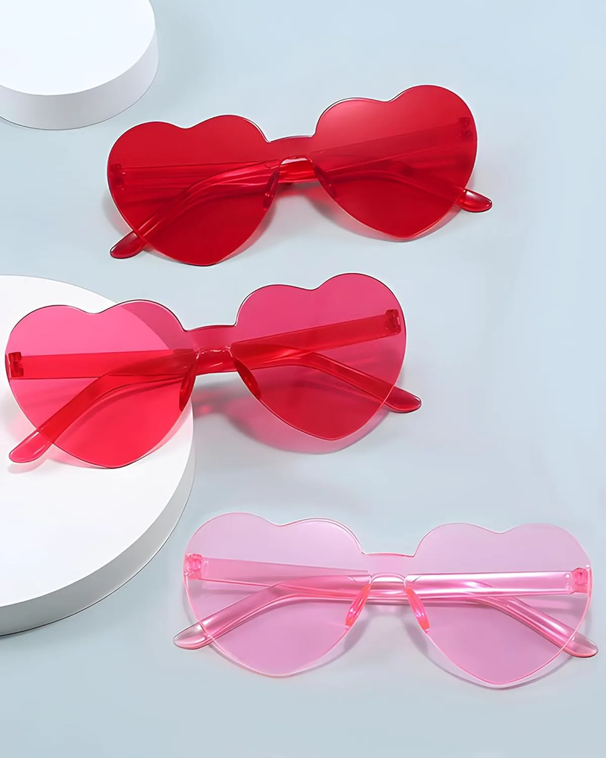 

20 пар солнцезащитных очков в форме сердца для женщин, разноцветные, модные, прозрачные, в форме сердца, отличный подарок на вечеринку SIEYEWER, Rose Red - 20 Pack
