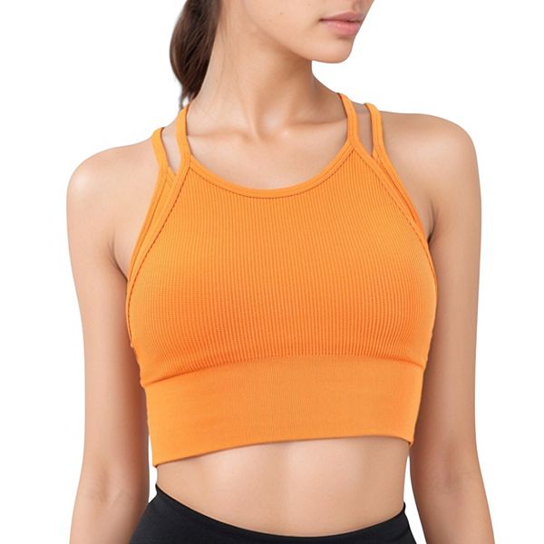

Женский кроп-топ с двойными бретелями и ребристой вязкой Anna-Kaci, Orange