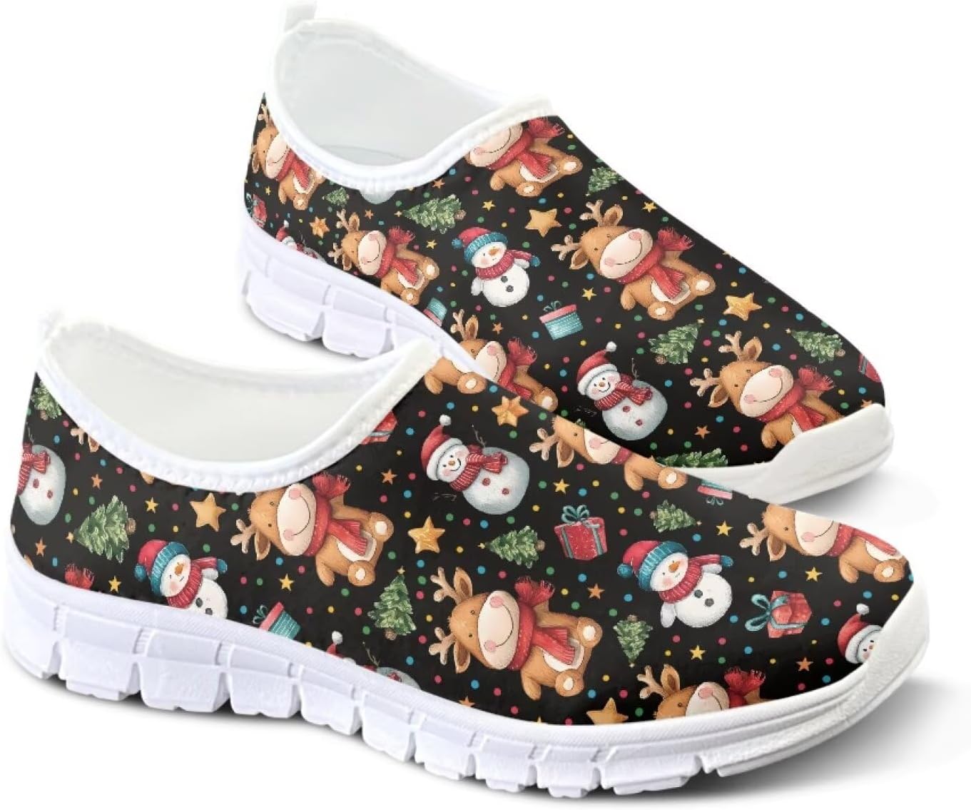 

Легкие женские кроссовки без застежек для ходьбы, унисекс, модные повседневные кеды Fonplted, Snowman & Cute Deer