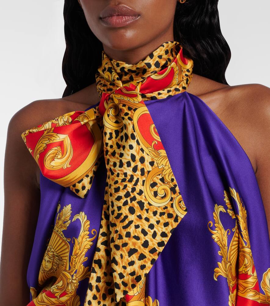 Топ из шелкового атласа с принтом в виде банта Versace, Ultramarine + Scarlet — фото 4