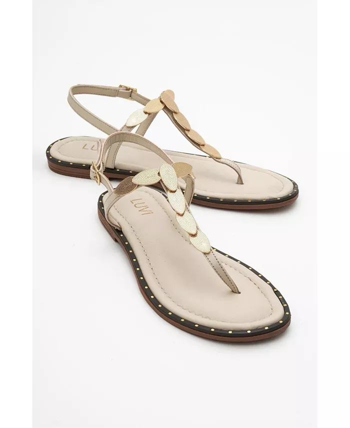Кожаные босоножки Marea на плоской подошве (женские) Forever & Always Shoes, коричневый/бежевый