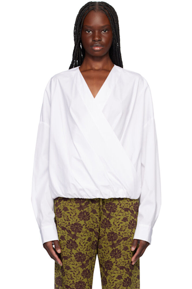 

Белая перекрученная рубашка Dries Van Noten