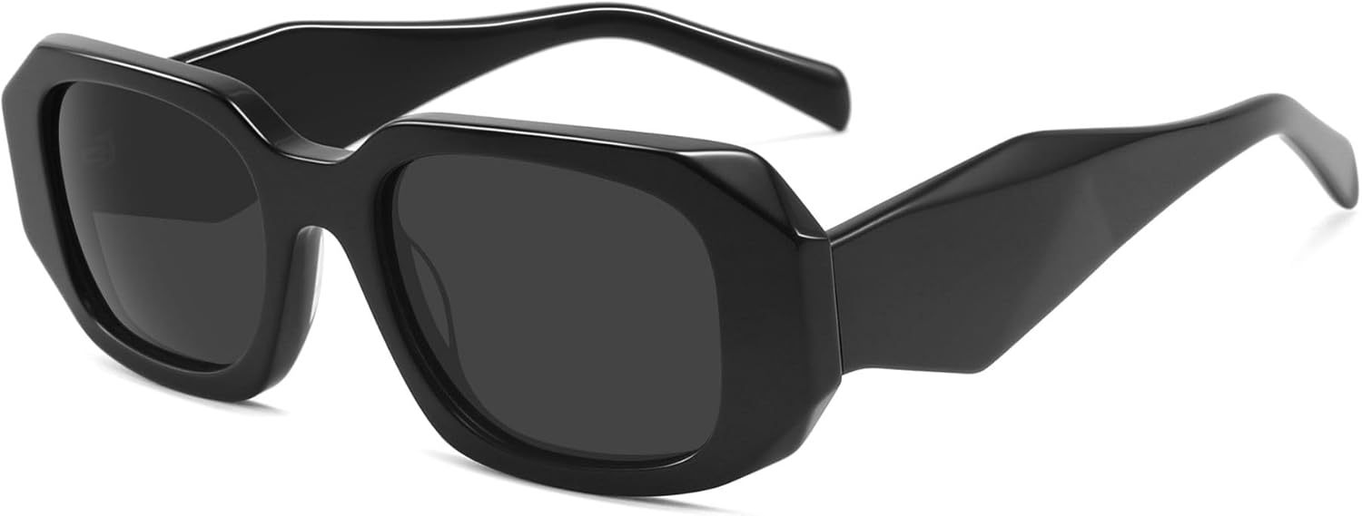 

Солнцезащитные очки прямоугольной формы с защитой от УФ-излучения, ацетатная оправа, поляризованные линзы, модные солнцезащитные очки для отдыха и деловых поездок Generic, Black