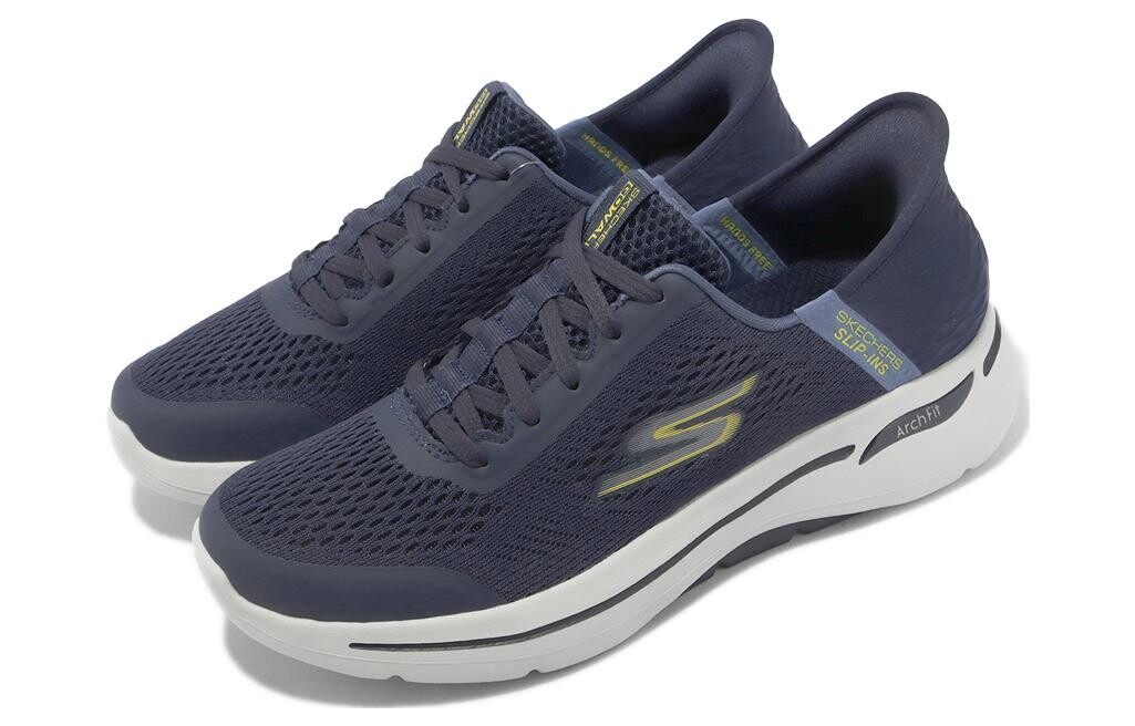 Кроссовки Skechers Go Walk Arch Fit Lifestyle Shoes Men Low-top Blue/yellow/white, синий — фото 3