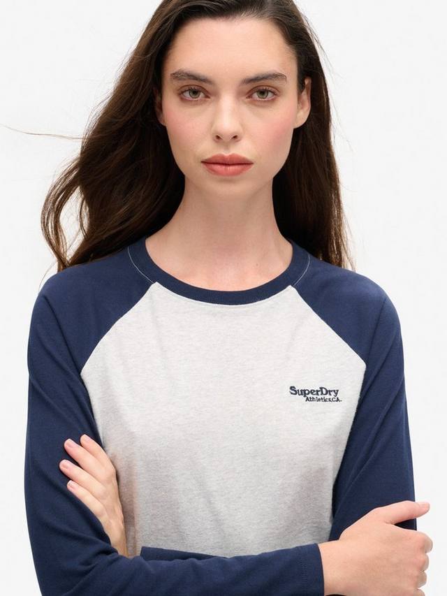 Бейсбольный топ с длинным рукавом essential logo Superdry, цвет Navy/Grey Marl — фото 4