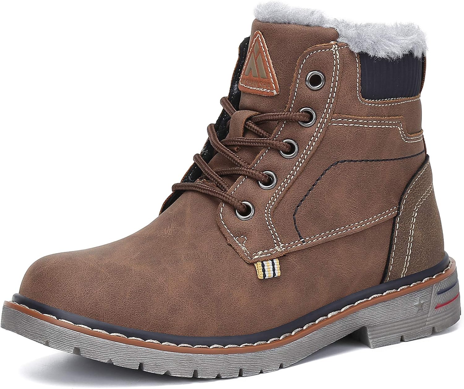 

Зимние ботинки для мальчиков и девочек Mishansha, водонепроницаемые детские походные ботинки, теплые ботинки с меховой подкладкой для холодной погоды, прогулочные обувь, коричневый