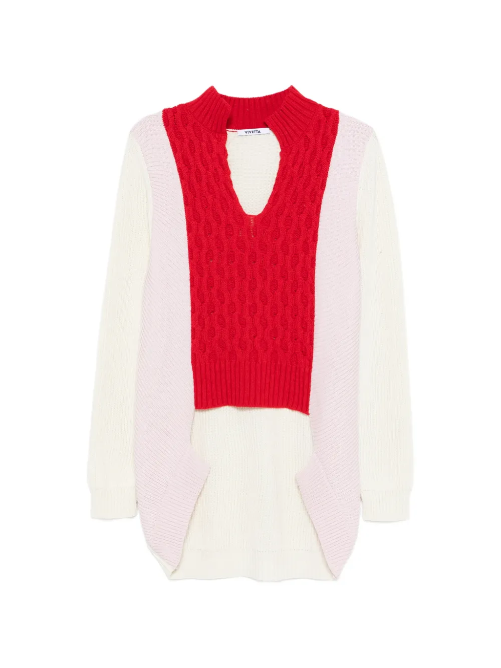 

Мини-платье с V-образным вырезом и вязаным узором «косы» Vivetta, белый