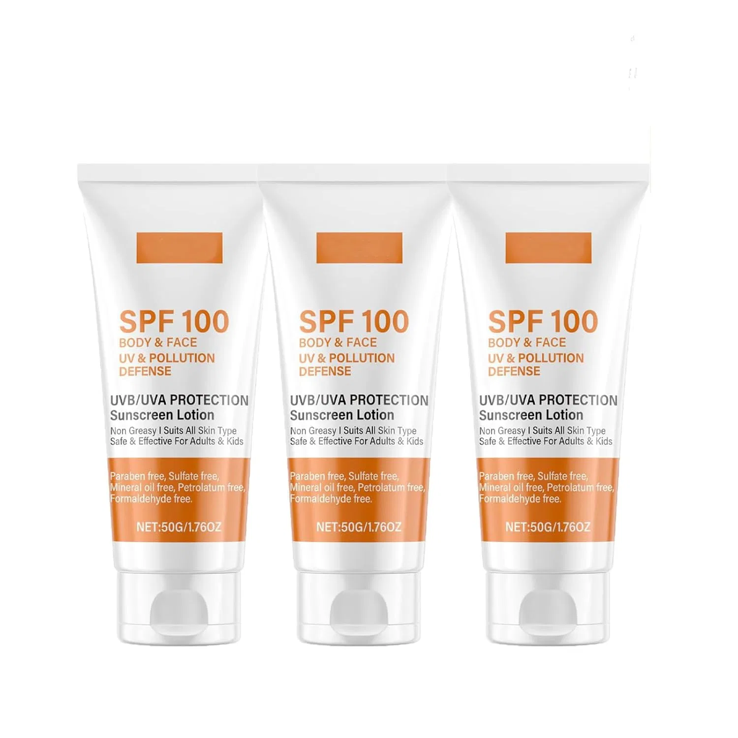 Солнцезащитный крем SPF 100 для лица и тела Bainuai, 3Pc