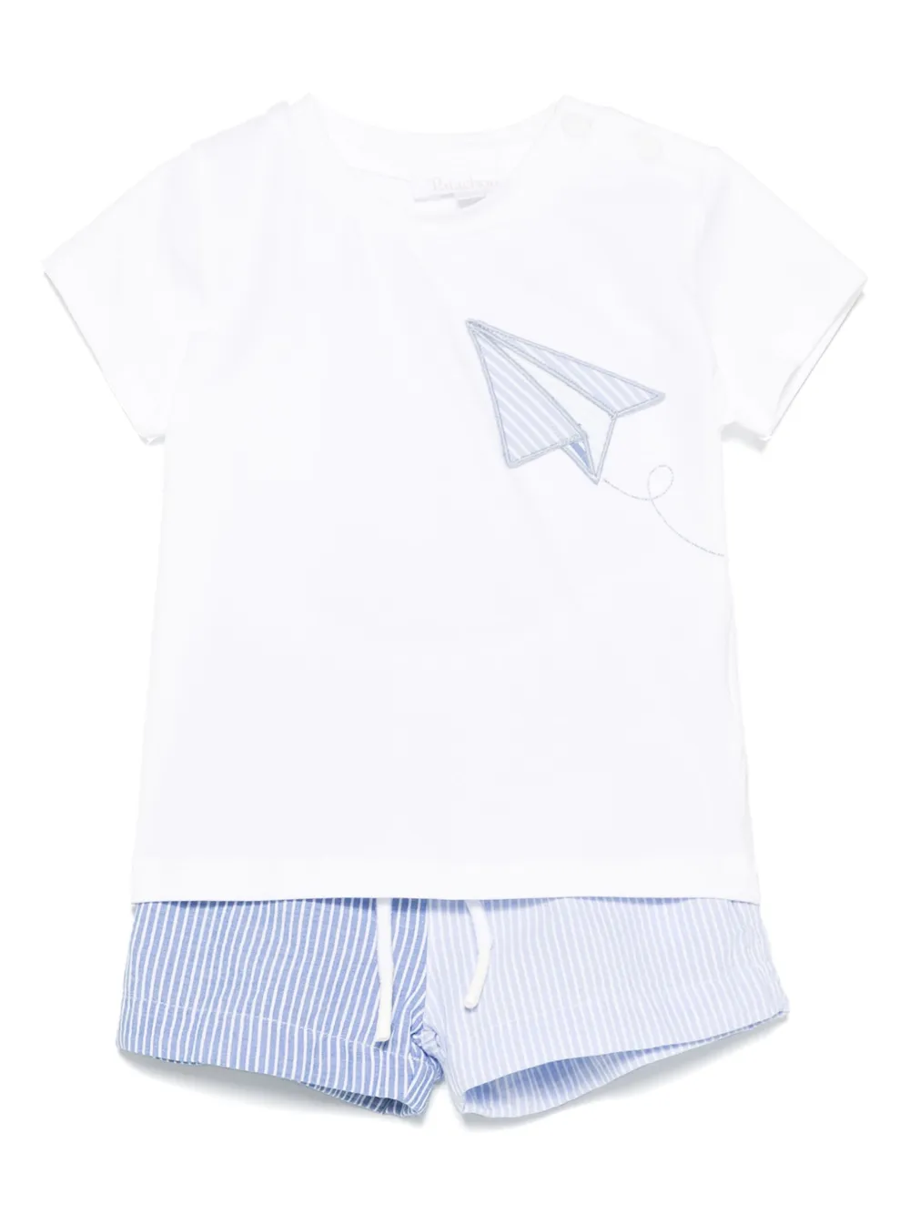 

Комплект из футболки и полосатых шортов Patachou, синий