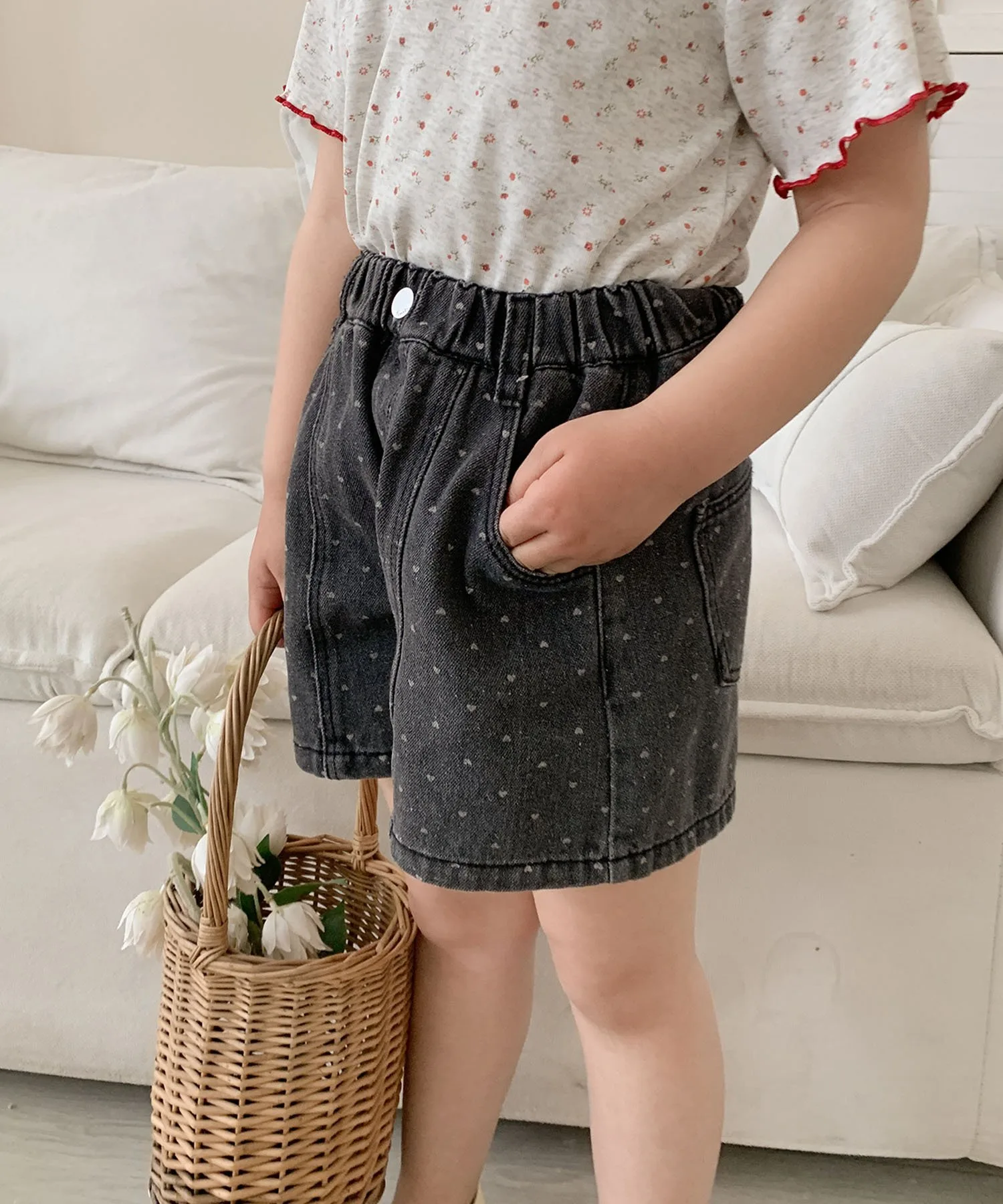 Детские джинсовые шорты в горошек Aimoha Kids, black