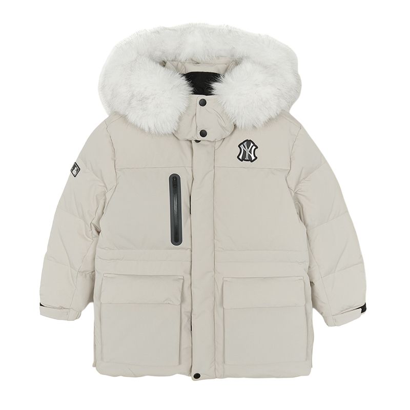 

Пуховик с капюшоном, умеренно утепленный, водонепроницаемый MLB KIDS, new york yankees/темно cream