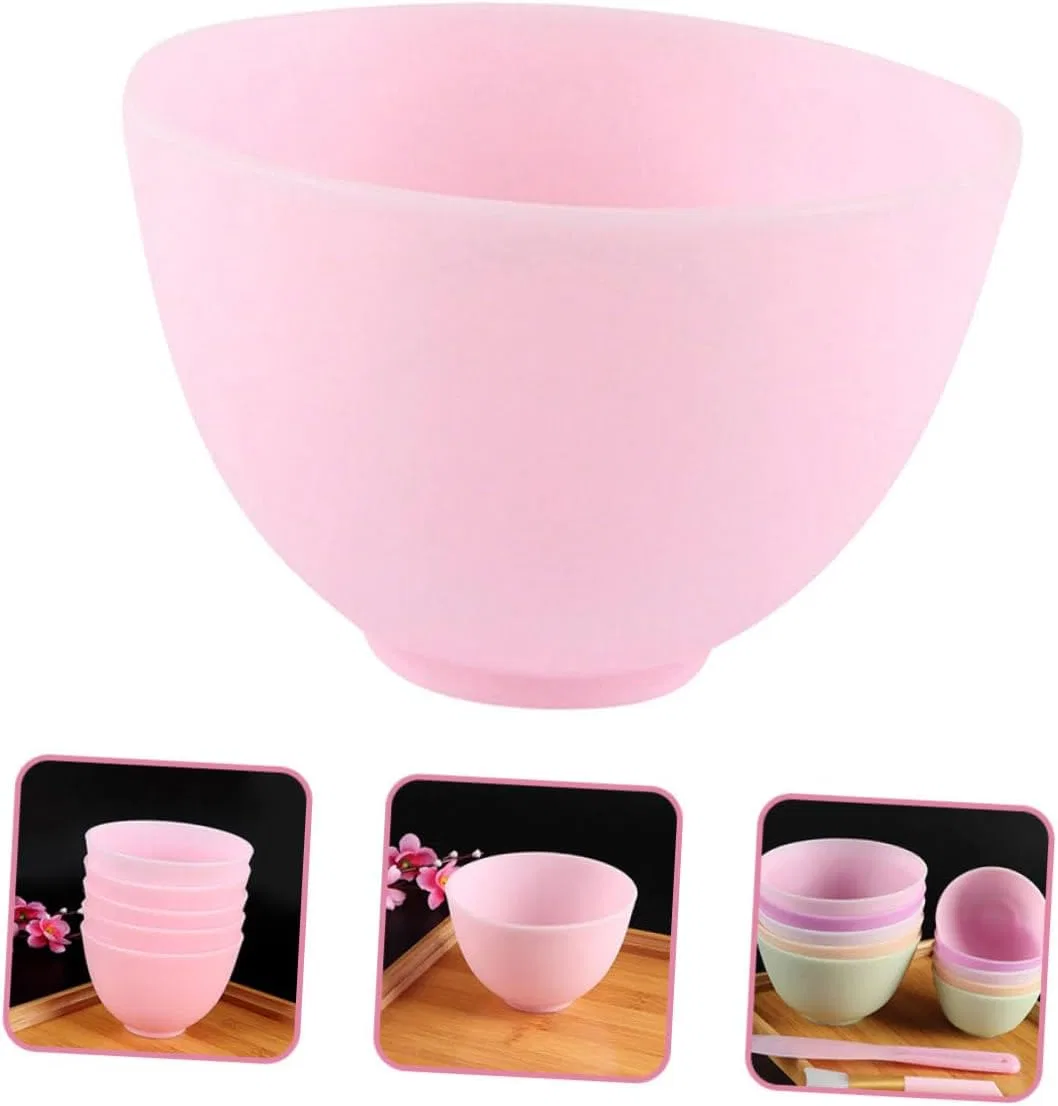 Миска для смешивания силиконовая Wooneky, набор 5 шт, розовый — фото 3