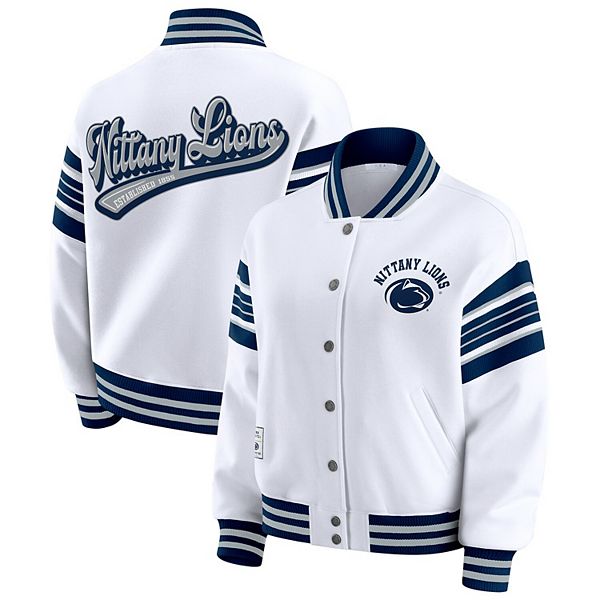 

Женская бело-синяя куртка-толстовка на молнии penn state nittany lions satin stitch Wear By Erin Andrews