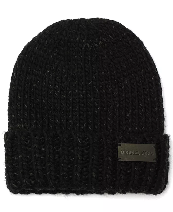 

Мужская шапка с манжетой из смесовой пряжи Marl Michael Kors, черный