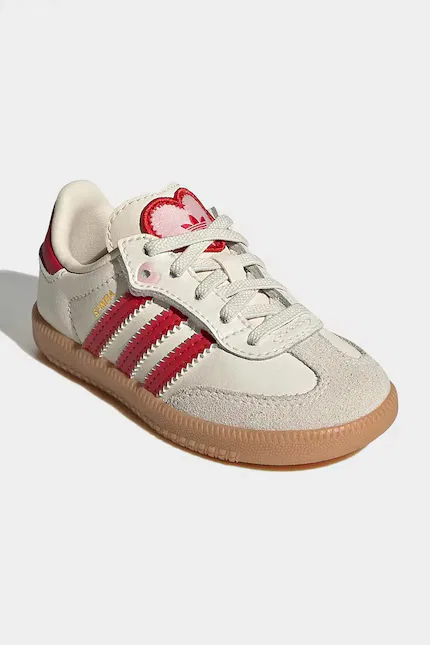 Кроссовки детские из замши и кожи Samba OG Adidas Originals, бежевый — фото 2