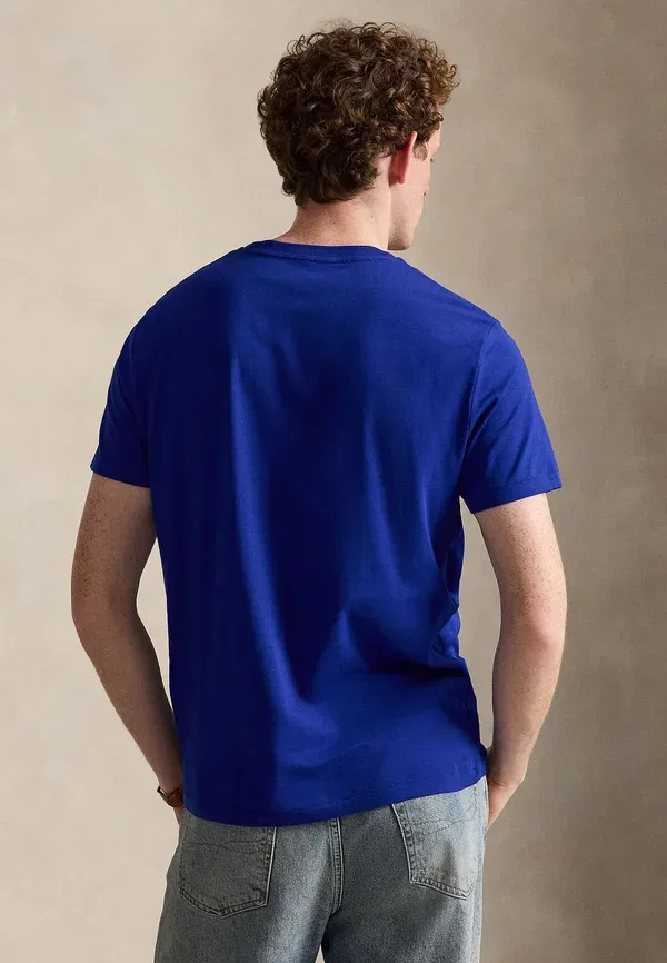 Футболка Polo Ralph Lauren Custom Slim Fit Jersey Crewneck Basic T-Shirt, классический лазурный — фото 3
