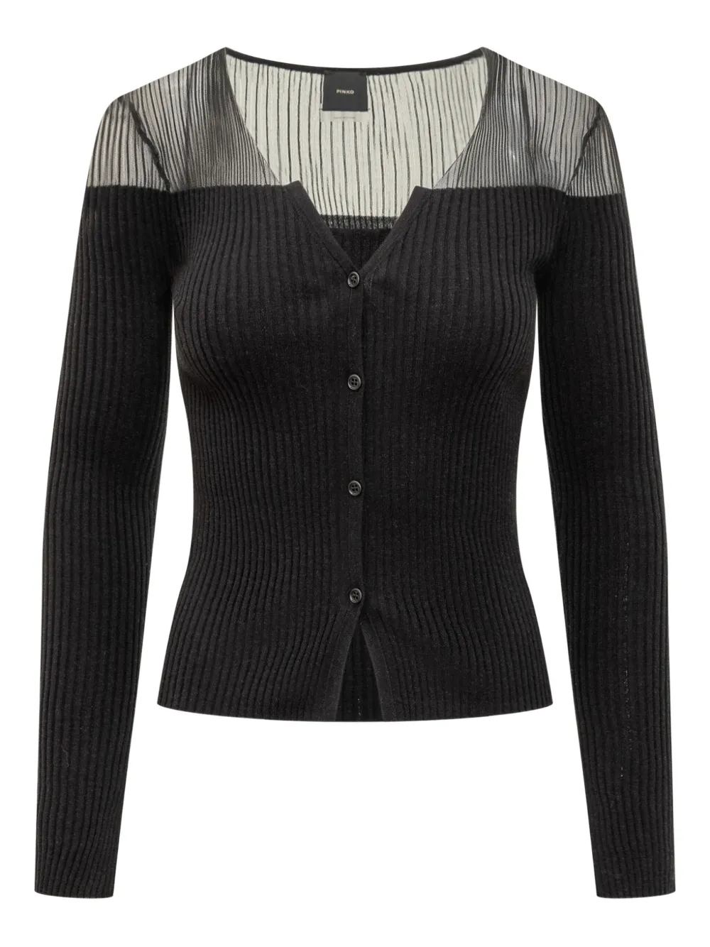 

Кардиган в рубчик с прозрачными вставками PINKO, черный