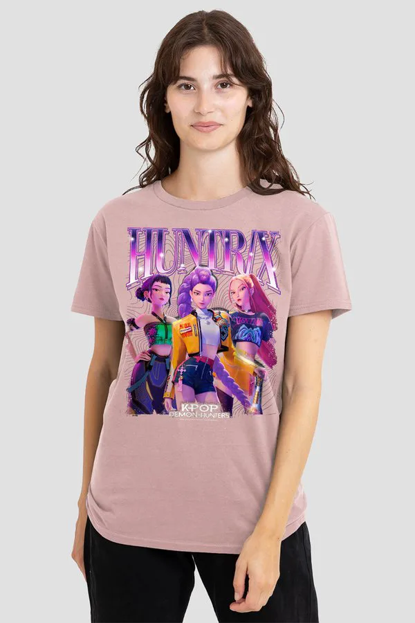 

Футболка с бутлег-принтом k-pop demon hunters huntrix Netflix, Pink, Розовый, Футболка с бутлег-принтом k-pop demon hunters huntrix Netflix, Pink