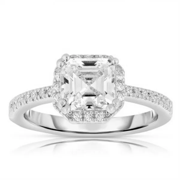 

Кольцо из стерлингового серебра с кубическим цирконием огранки «ашер» Genevive, clear