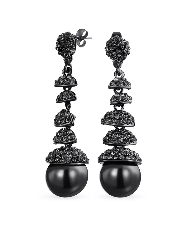 

Серьги-Подвески в форме хрустального диска и искусственного жемчуга, черные, для торжественной вечеринки Bling Jewelry, grey