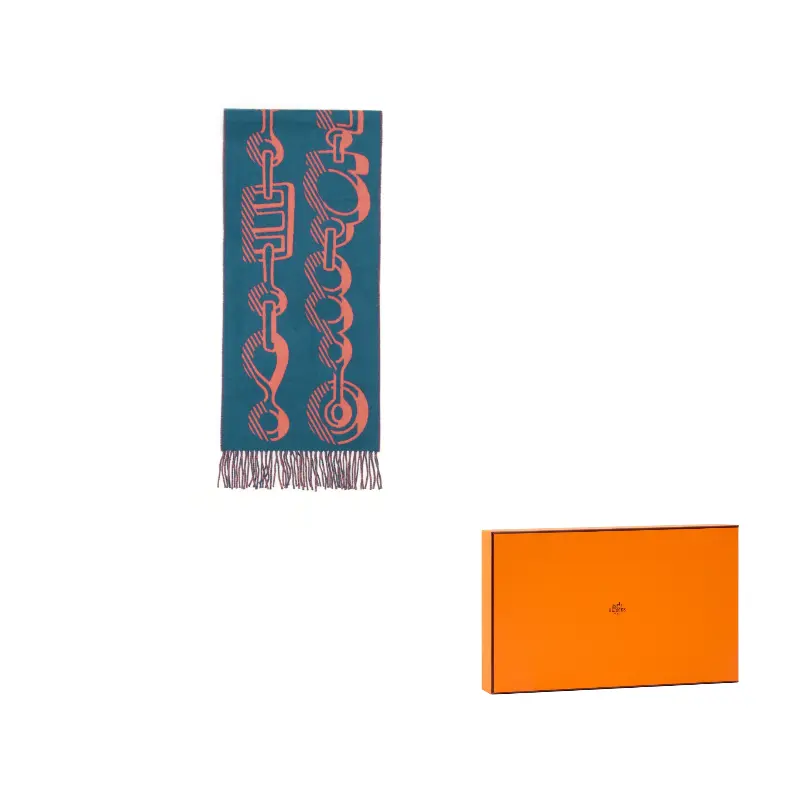 

HERMES Кашемировый вязаный шарф женский, Blue/Velvet Pink