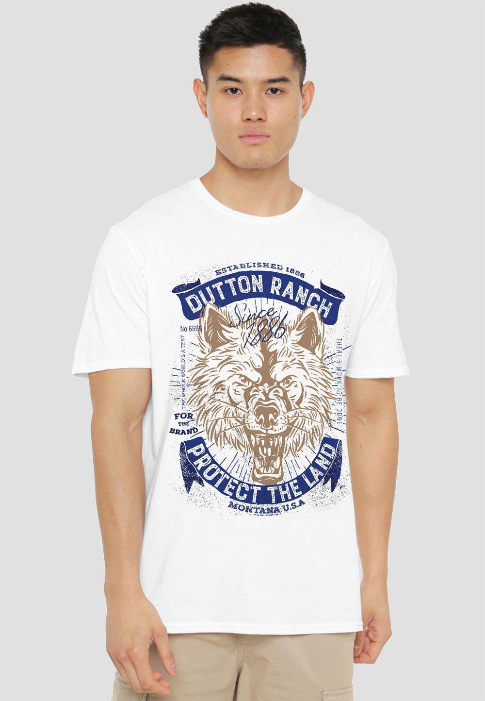 

Футболка с принтом PROTECT THE LAND WOLF Cotton Soul, белый